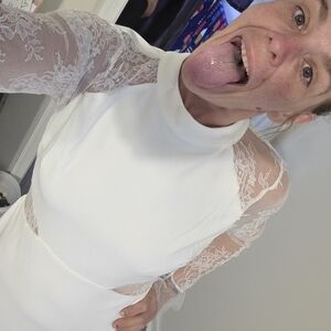 Lulu's White Lace Long Sleeve Dress